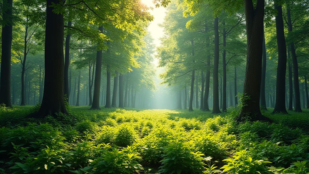 Sustainable wood sourcing showing responsibly managed forest