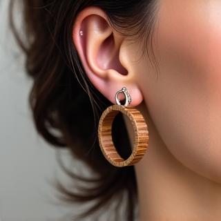 Wooden hoop earrings representing sustainable fashion movement